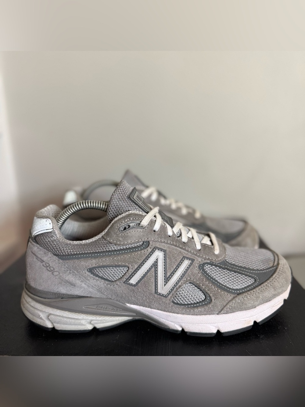 New Balance Mens 7.5 990 Grey Suede & Mesh Sneakers Lace Up Comfort Shoes